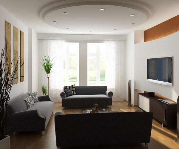 Modern-Living-Room-with-Wall-Flatscreen-TV-Furnished